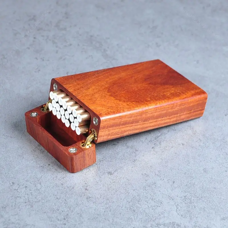 2026 new Natural Blood Sandalwood Hollowed Out Hand-made Clamshell Cigarette Case Environmental Portable Cigarette Case