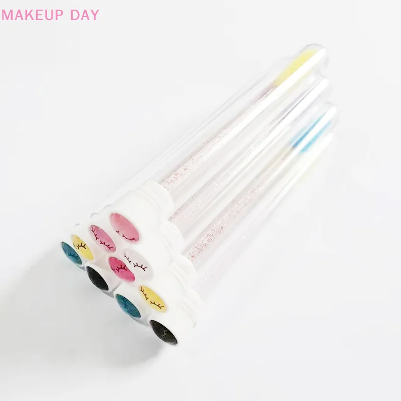 Eyelash Comb Tube Mascara Brush, Beleza com Broca, Smiley, Individual, Multicolor, Lantejoula Opcional