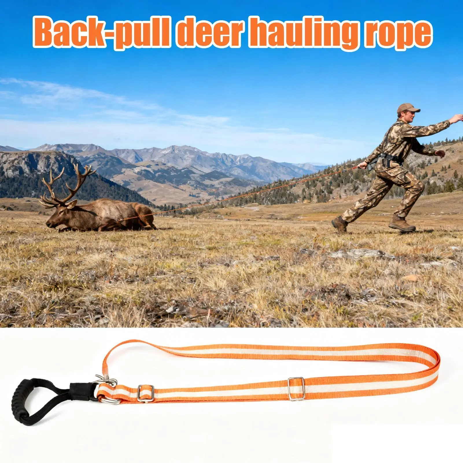 Deer Hunting Drag Harness Heavy-Duty Game Puller with Reflective Strips Hands-Free Orange Safety Gear for Transporting Game