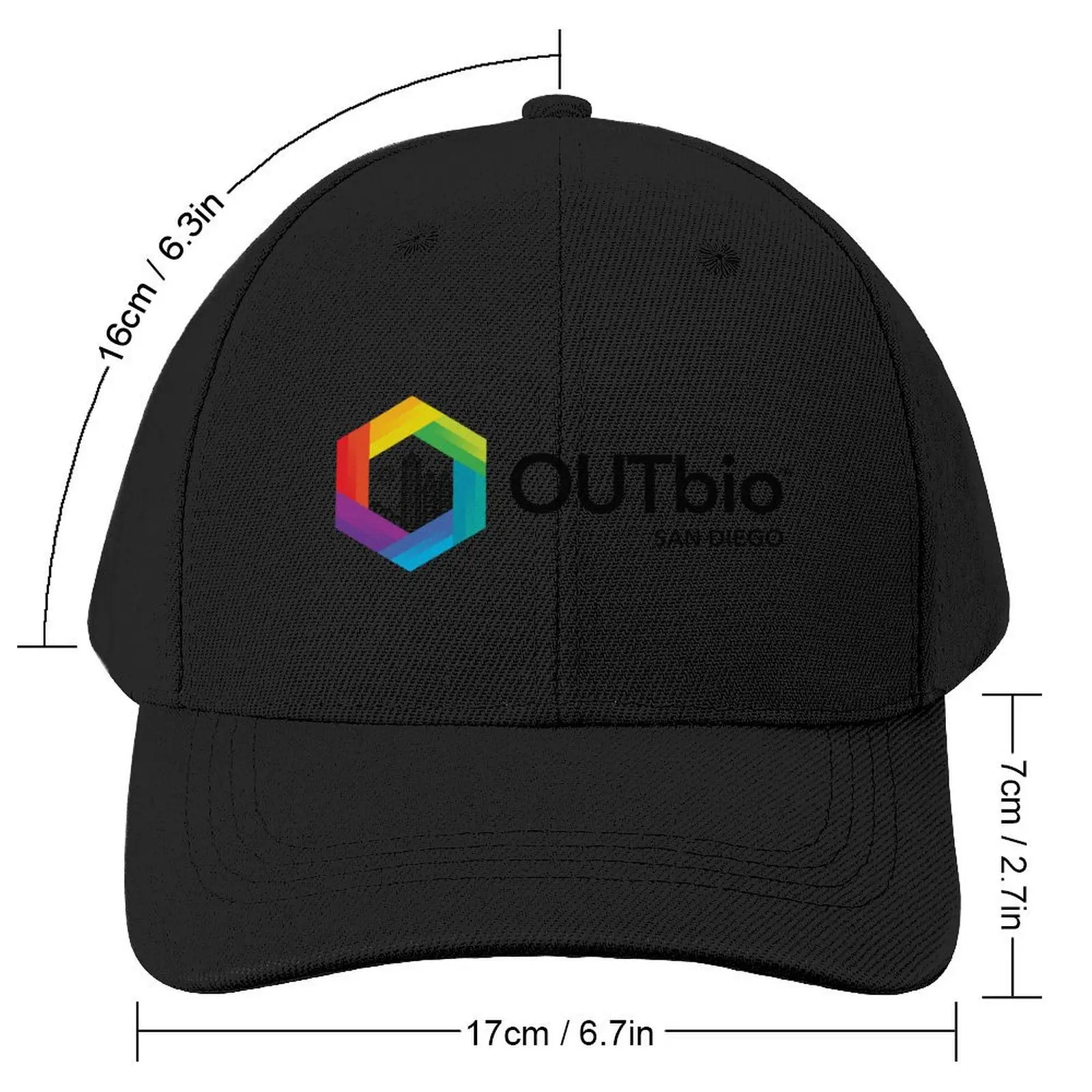 OUTbio San Diego Rainbow Logo with Horizontal Black Text Baseball Cap Kids Hat Christmas Hat Men Hats Women's