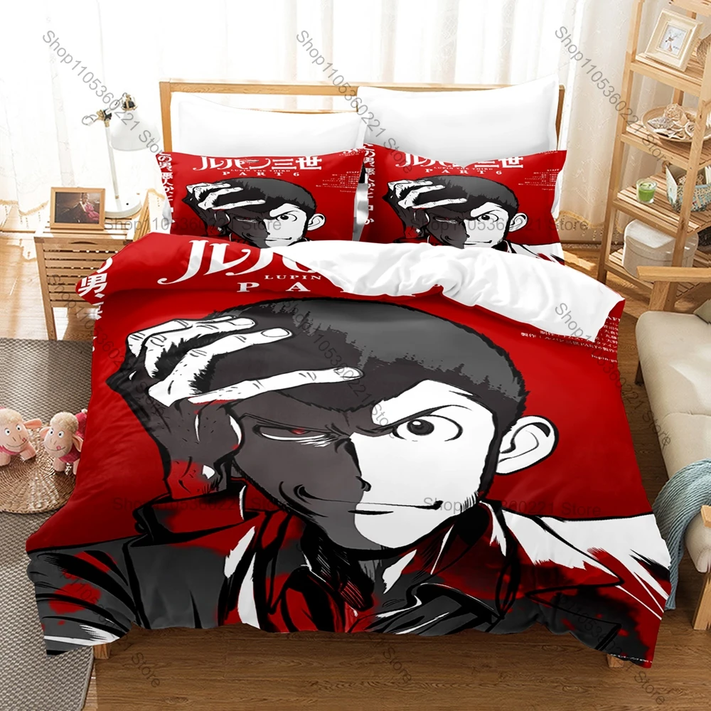 Lupin the 3rd 3PCS Bed Set Anime Figure Style Duvet Cover Set For Bedroom Living Room Decoration For Teens Adults