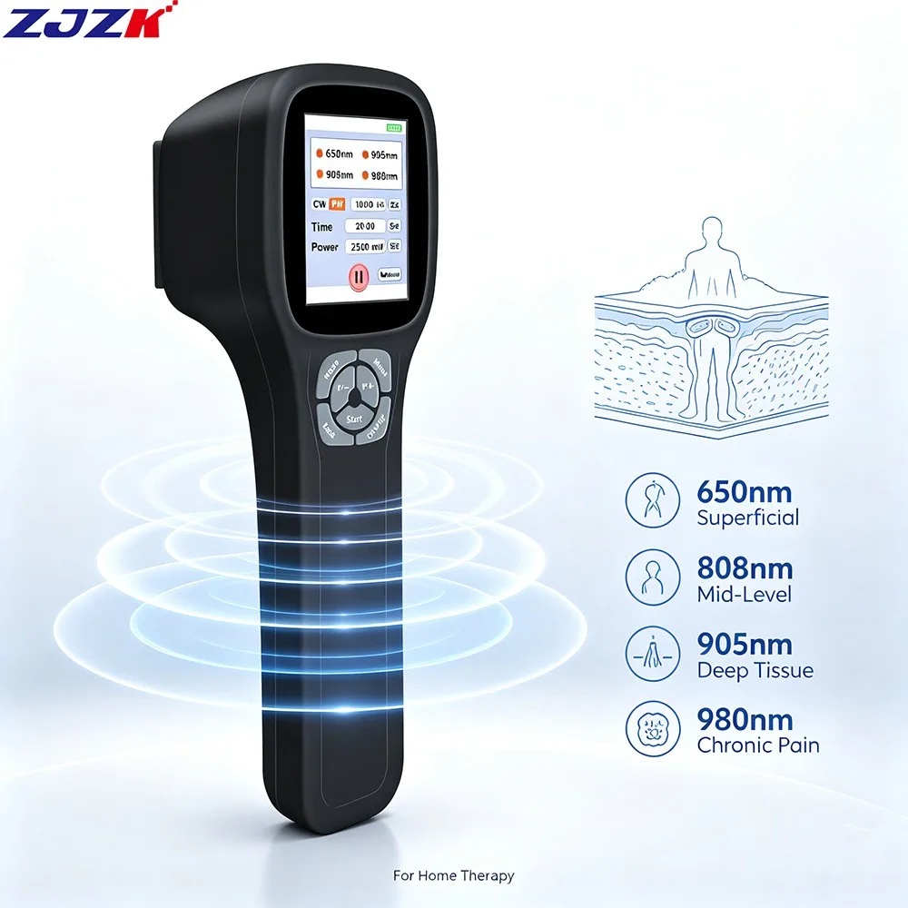 ZJZK 2500mW Class 4 Cold Laser Therapy Non‑invasive LLLT Light Physiotherapy Device For Arthritis Sciatica Impingement Syndromes