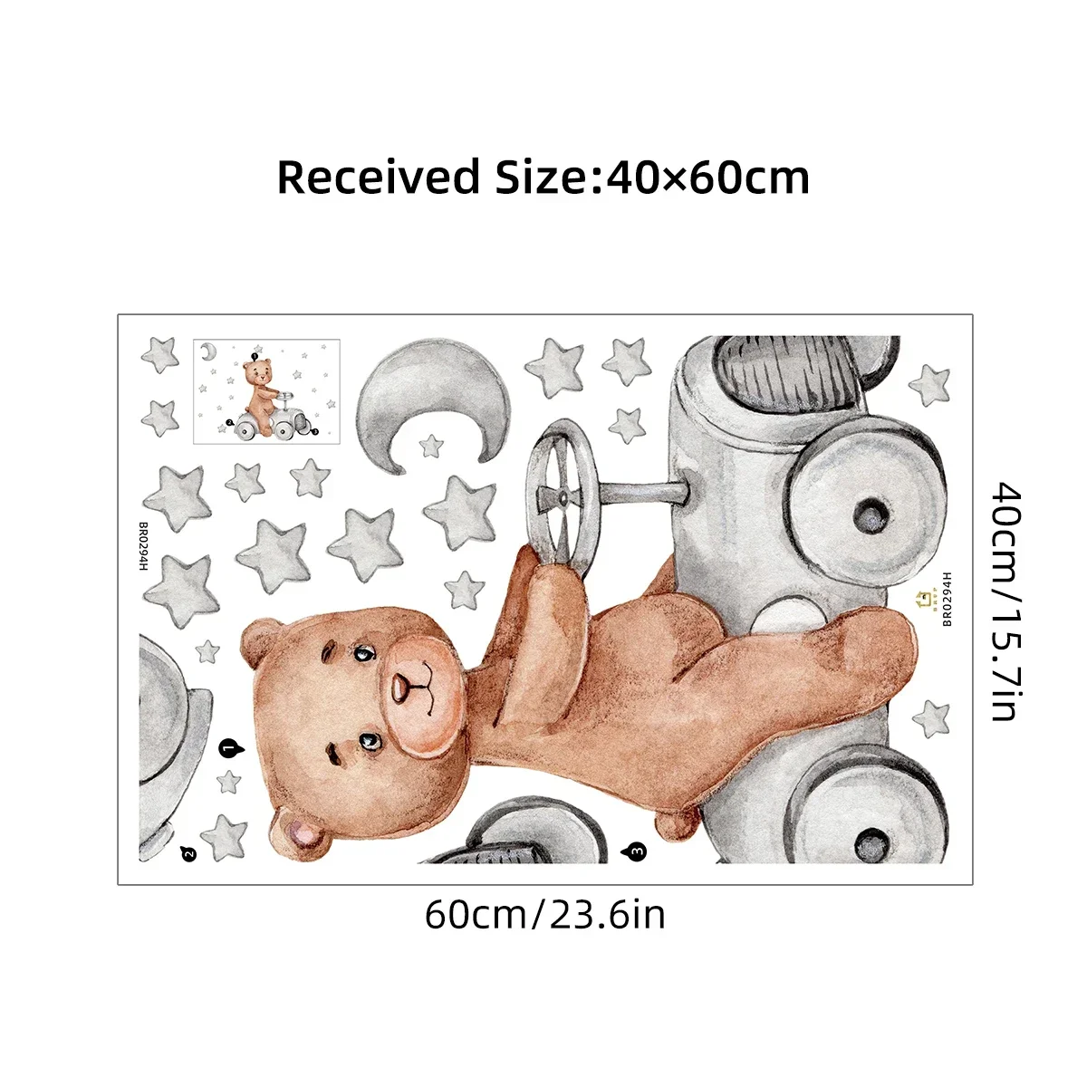 1Pc Star Bear Drive Wall Stickers Kids Room Home Decoration for Bedroom Wall Decals Children\'s Room Decor for House Living Room