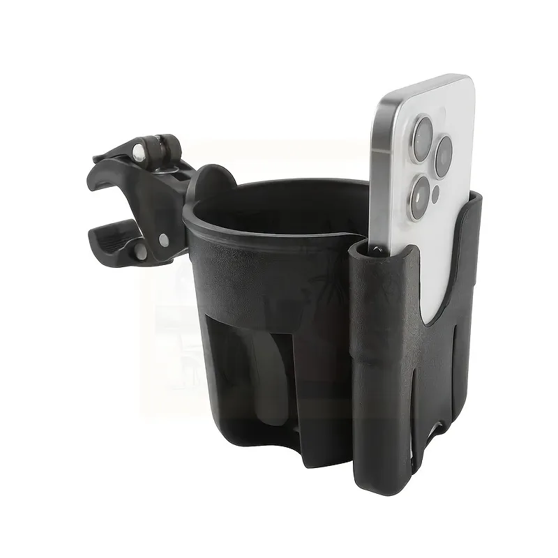 2-in-1 Universal Cup Holder 360° Multi-Functional Phone Mount Durable Plastic Suitable for Bicycles Cars Motorcycles Wheelchairs