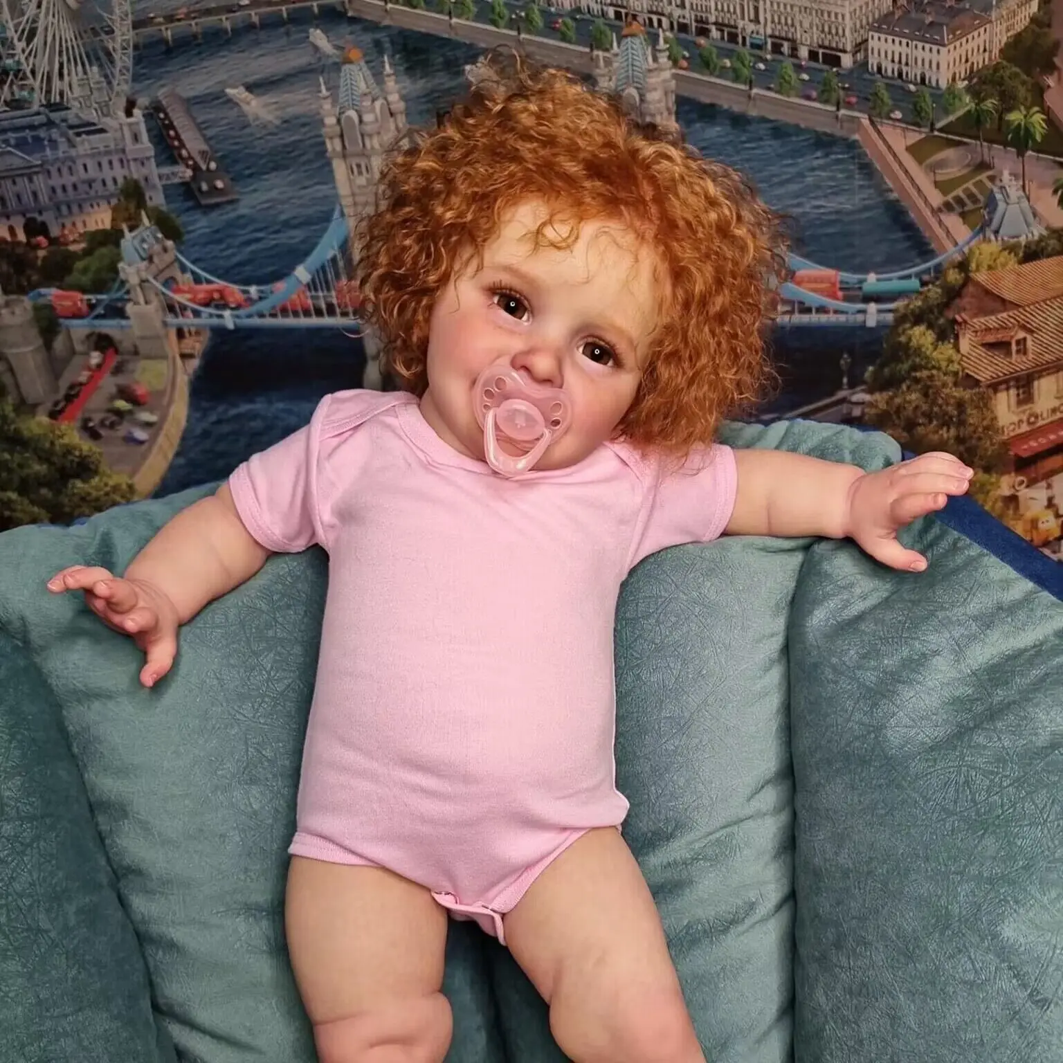 Reborn Doll 70cm Life Size Real Baby Doll Girl Realistic Silicone Reborn Baby Doll Heavy Red Curly Hair Doll Children Girls Gift