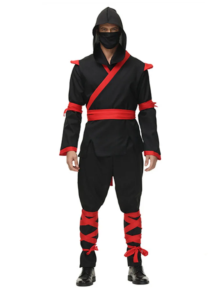 Kostium Ninja dla dorosłych mężczyzn na Halloween, przebranie na bal maskowy, występ sceniczny, strój samuraja, męski strój, poliester