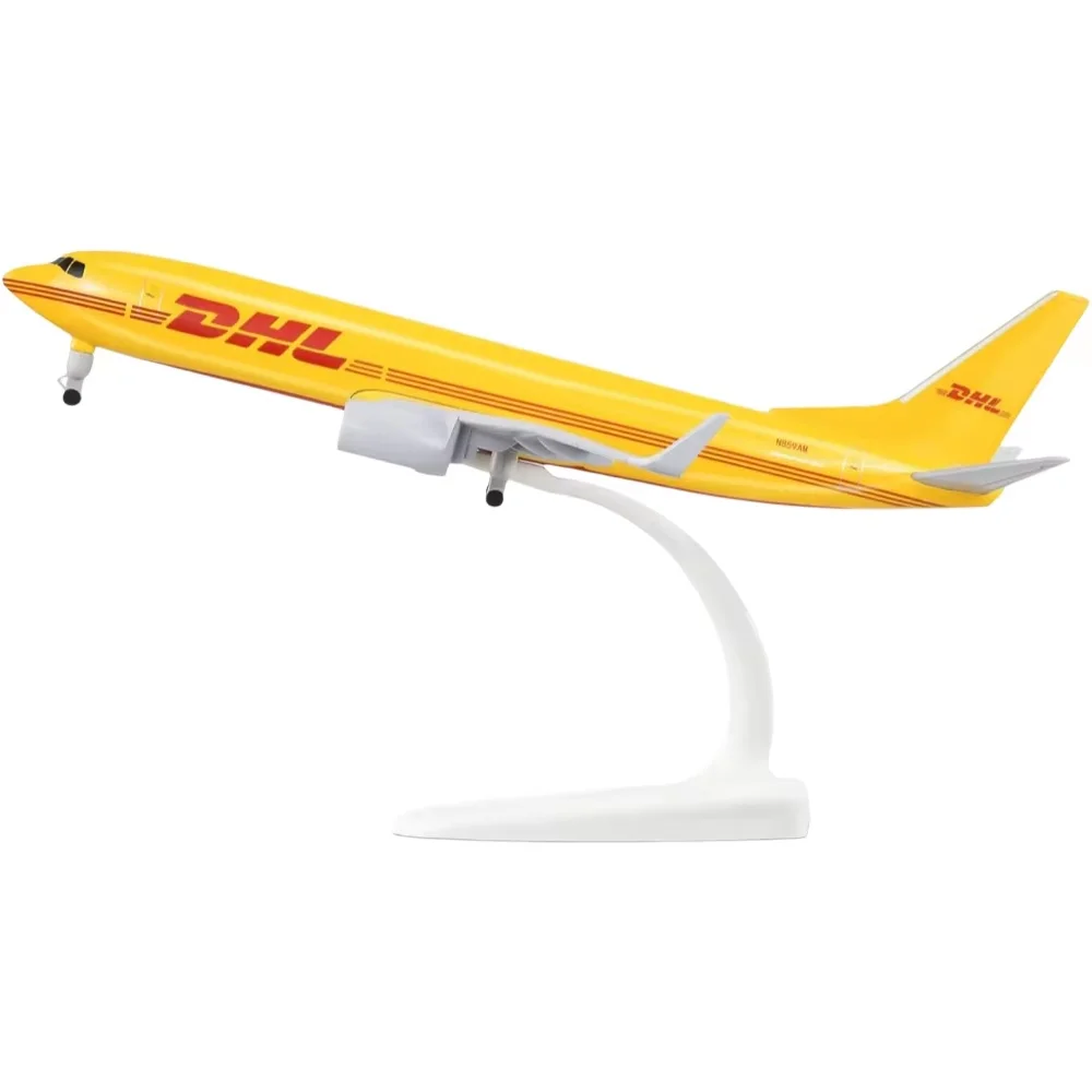 20cm DHL B737 Diecast Metal Airplane Model Kits with Display Stand for Adult Aviation Plane Models Souvenir Gifts or Collection