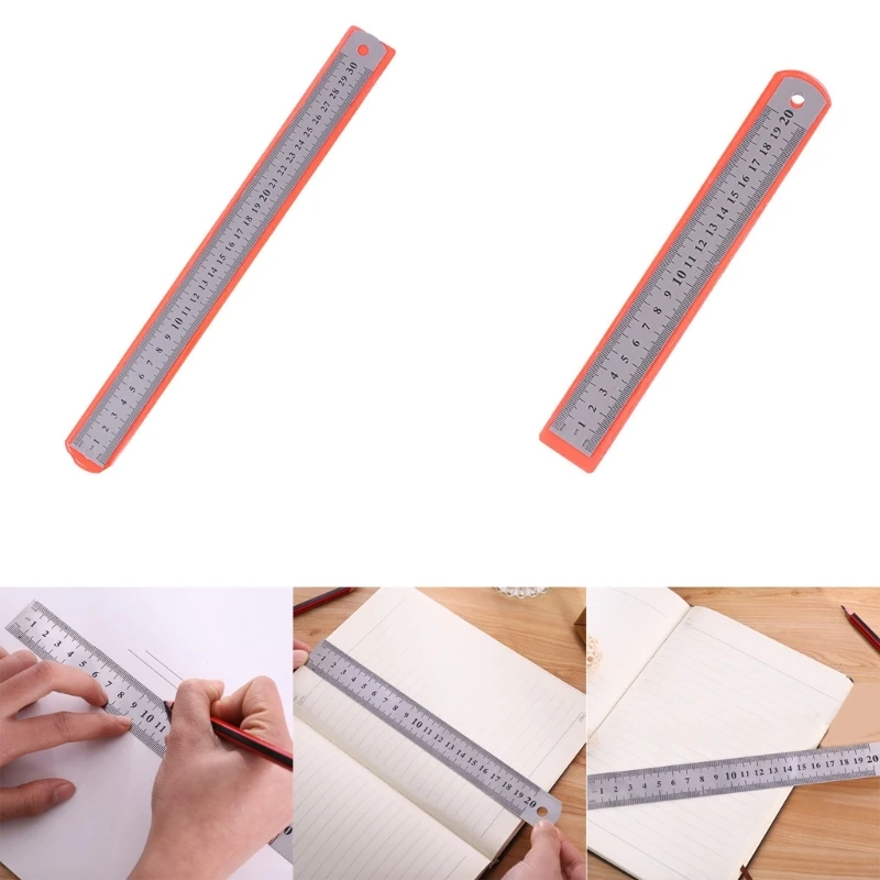 School Office Supplies 15/20/30cm Measurement Ruler Stainless Straight Ruler Stationery Drafting Accessories Portable Dropship
