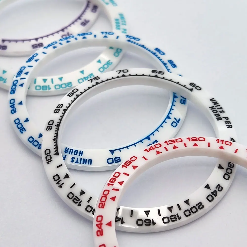 Lunetta dell'orologio Lunetta in ceramica da 39,3 mm * 31,2 mm Lunetta in ceramica inclinata policromatica adatta al movimento VK63 lunetta vk63 ﻿