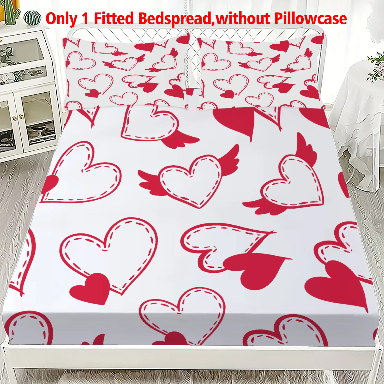 1 Love Heart digital printed frosted Fitted Sheet,bedroom printed bed cover,bedding(No pillowcase)