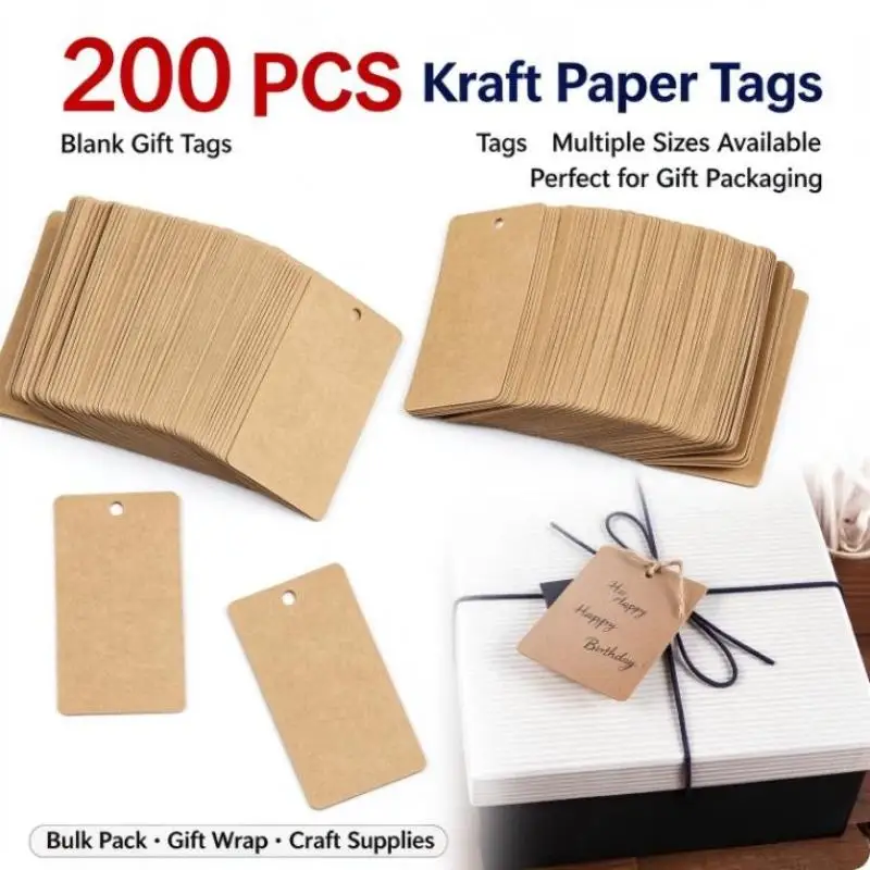 Pack Of 100 Blank Rectangular Hang Tags With Rounded Corners Paper Tags For Products And Branding Blank Kraft Paper Price Tags