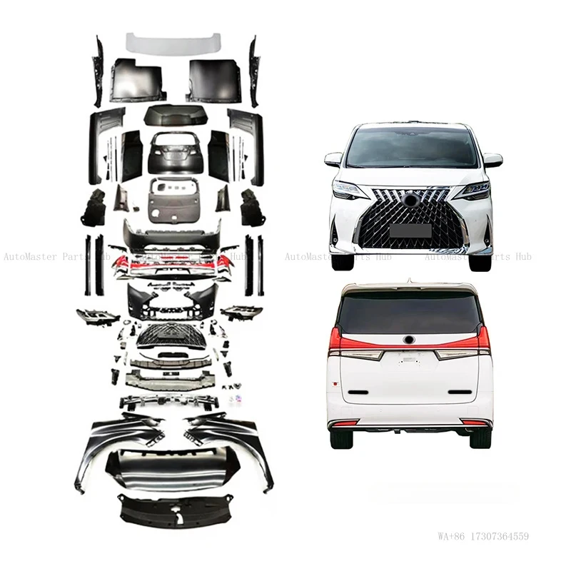 

Car Modification Upgrade New Front Bumper Hood LED Headlights Rear Bumper Body Kit for Alpha Alphard 2008-2014 LM