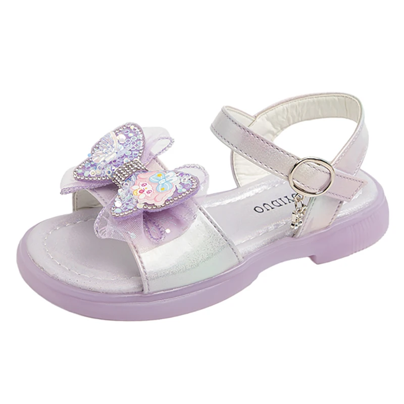 

Fashion Bow Children's Sandals 2025 Summer New Girls' Princess Sandals Soft Soled Anti Slip Baby Kid's Casual Beach Shoes