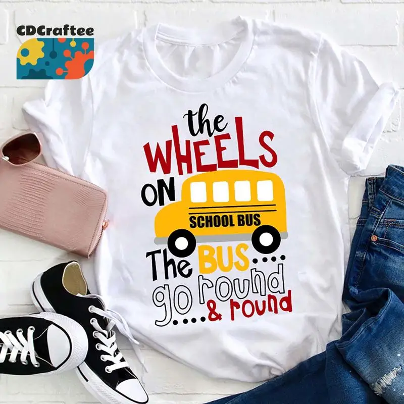 

Футболка The Wheels On School Bus, учительская жизнь, детский сад для