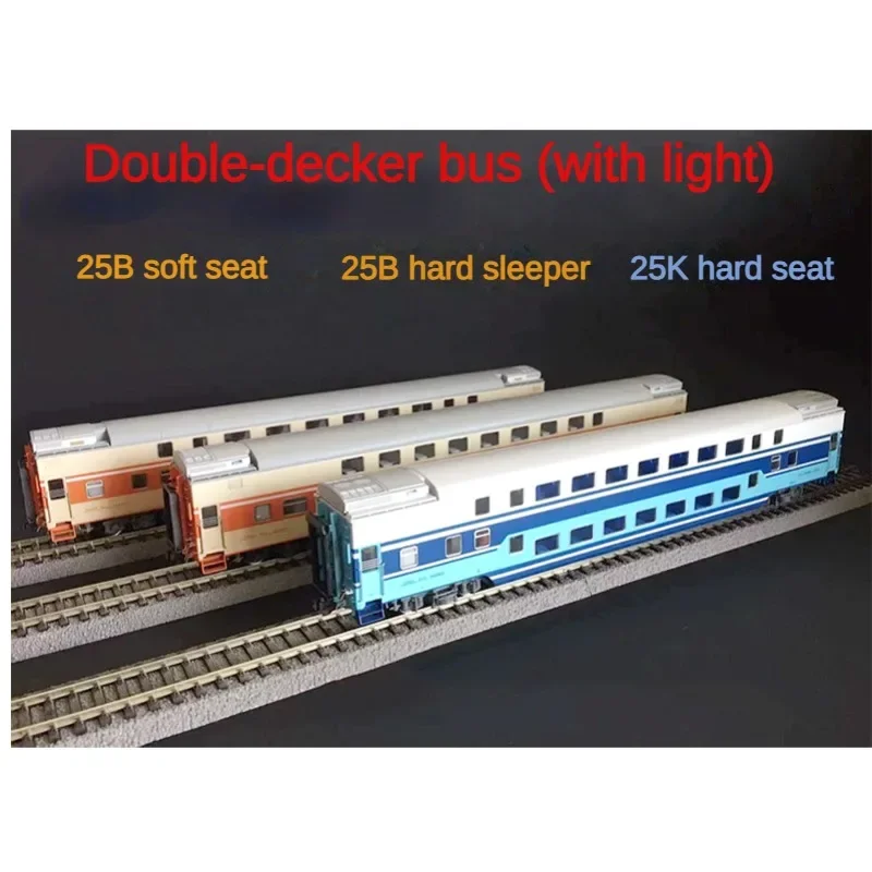 HO1:87 Train Model 25B 25K Double Decker Passenger Carriage with Lights Train Model Toy Gift