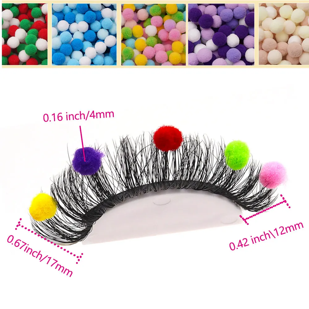 Coppia di graziose ciglia finte pelose colorate, stile naturale, adatte per cene cosplay, trucco di Natale e Halloween