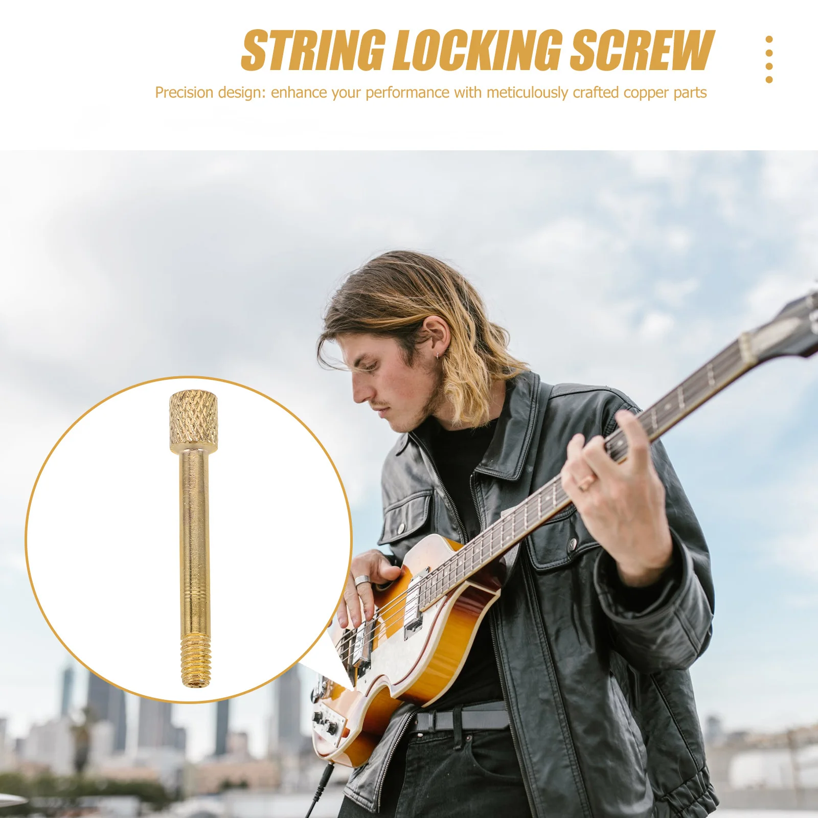 

6Pcs Electric Guitar Bridge Screws Copper String Locking Parts Reduce Hand Fatigue Smooth Playing Saddle Bridge Screw