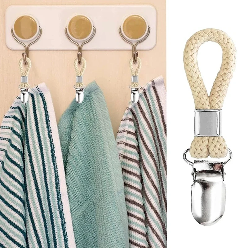 4Pcs Towel Hanging Clips Towel Clips With Loops Towel Clip Towel Hooks Tea Towel Towel Holder Clips Accessories images - 6