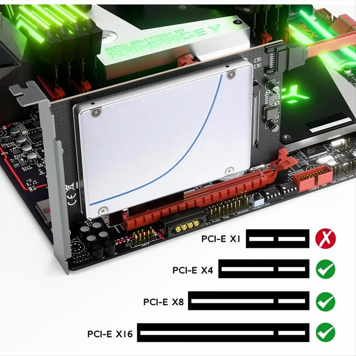 Stable- 2.5-Inch U.2 to PCI-E 4.0 X4 X8 X16 Adapter Card for U.2 NVMe SSD PCIe 4.0 X4 Full Speed for 6TB 2.5 Inch SATA SSD/HDD