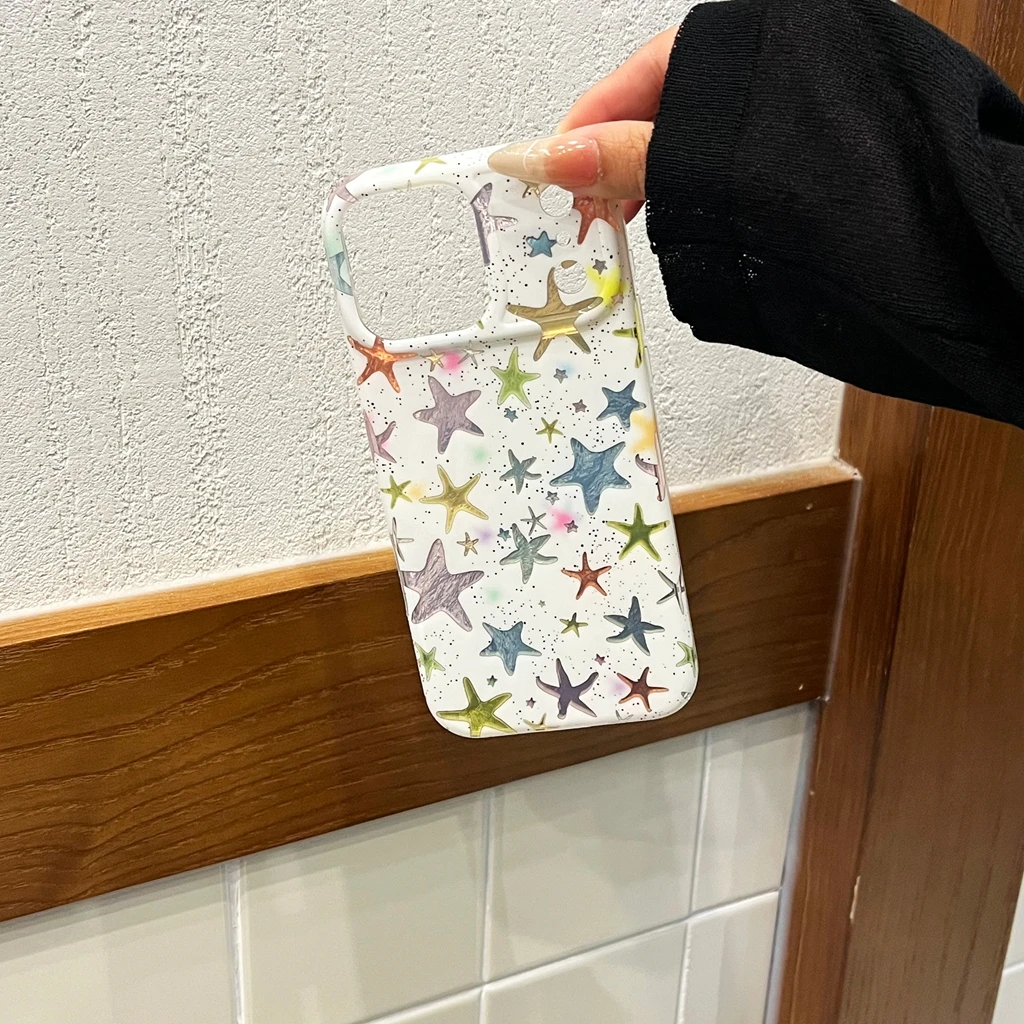 

Противоударный чехол для телефона серии Romantic Girl Illusory Color Hollow Out с красочной морской звездой для iPhone 17, 16, 15, 14 Pro Max