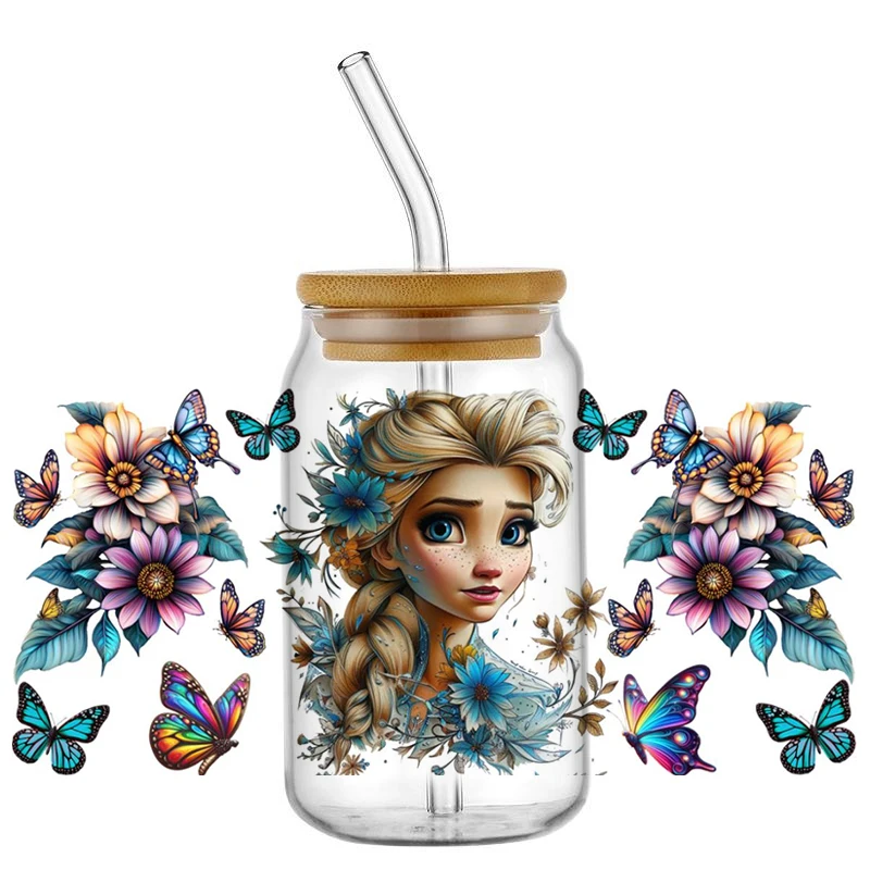 Miniso Cartoon Series UV DTF Cup Wrap For 16oz Libbey Coffee Glass Elisa Minne Pattern 3D Sticker Cup Wraps