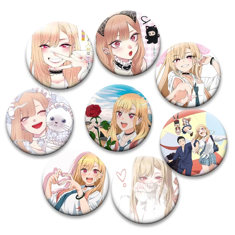 Süße Liebe Manga My Dress Up Darling Emaille Pins Kitagawa Marin Gojo Wakana Cartoon Broschen Runde Anime Sammlung Abzeichen Dekor
