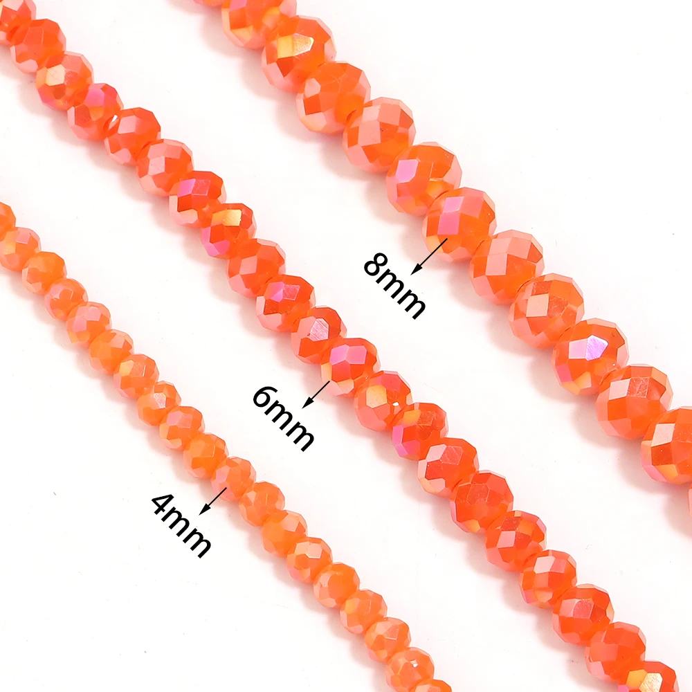 1 Strand 4 6 8mm Orange Faceted Glass Beads Porcelain Crystal Loose Beads For Jewelry Making DIY Necklace Bracelet Accessories