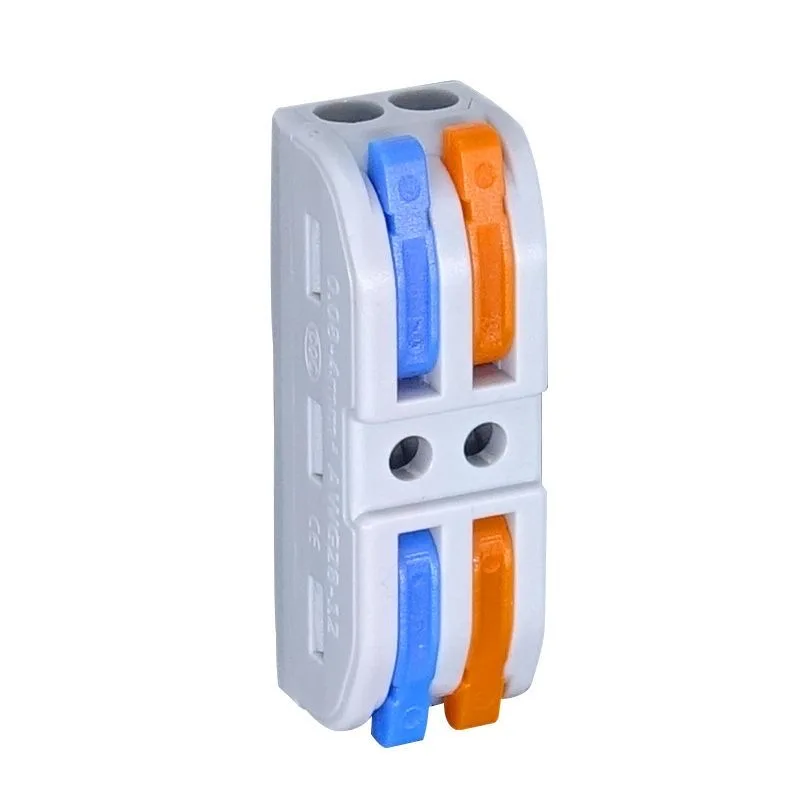 50 Pieces Multi-Functional Copper Wire Connectors SPL-2 Quick Terminal Blocks Two-In Two-Out for Electrical Wiring