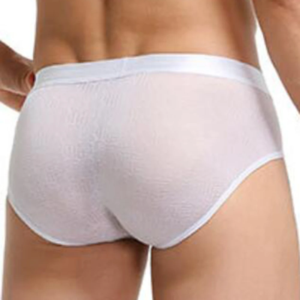 New Fashion Sexy Style Men Smooth Soft Underwear Men\\\'s Thin Underpants Low Waist Bikini Ice Silk Briefs Seamless Underwear