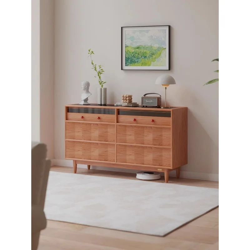 Solid wood six-chest cabinet, robot storage cabinet, bedroom bedside cabinet