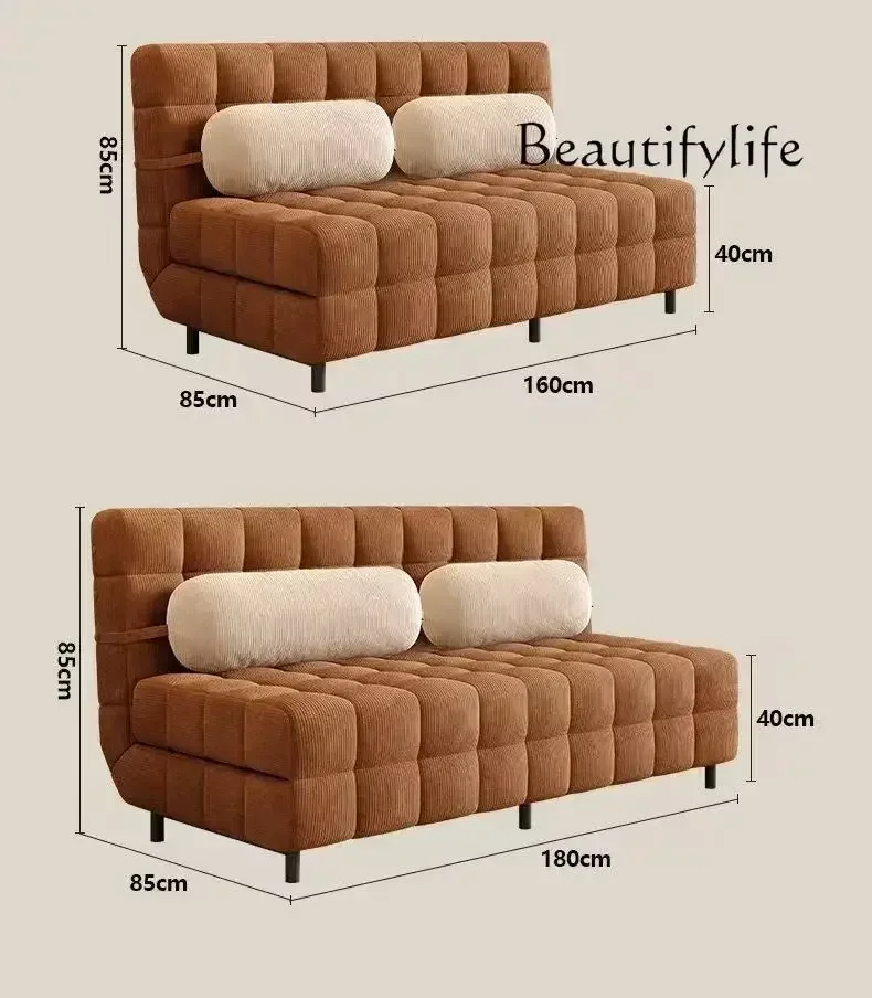 Y Corduroy Retractable Multifunctional Sofa Муравьи Cream Wind Sofa Bed Dual-purpose Small Apartment