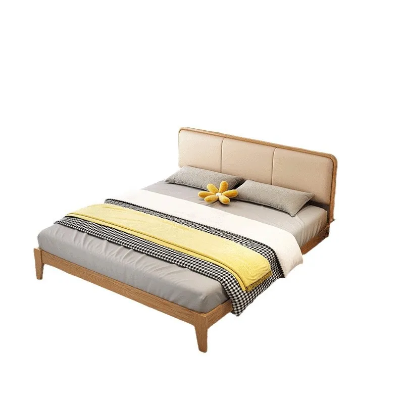 

Nordic, ash, solid wood bed, soft bag, double, modern, minimalist, log