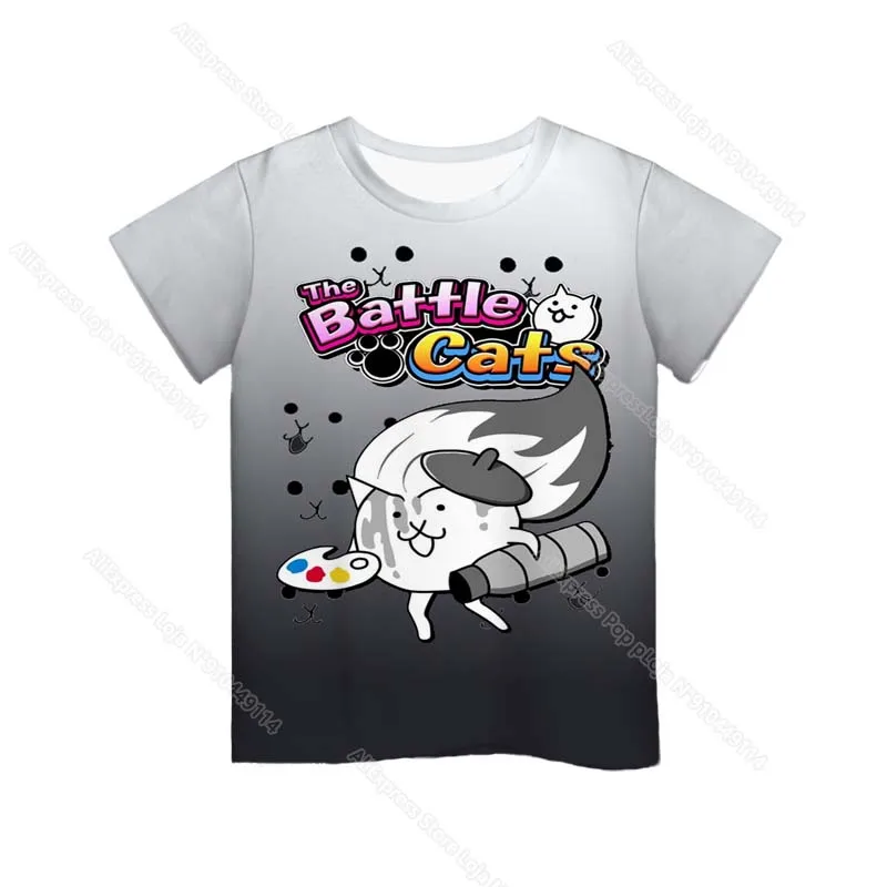 Kids The Battle Cats T Shirts Boys Girls Game 3D Print Tshirts Summer Child Cartoon Casual T-shirt Toddler Short Sleeve Tee Tops