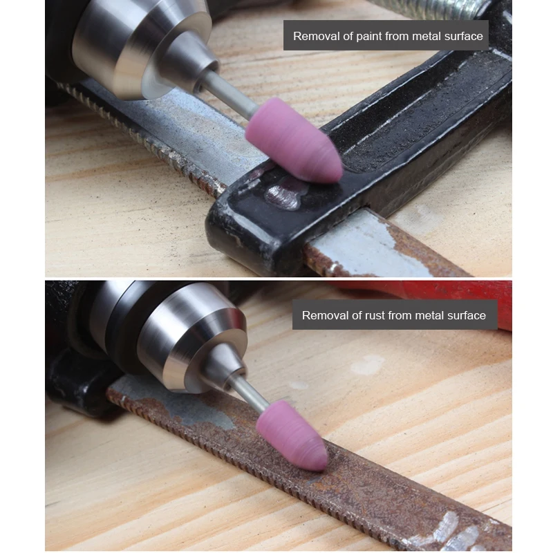 10 pezzi di pietra montata abrasiva per accessori Dremel testa della ruota in pietra abrasiva per utensili rotanti Dremel a forma di proiettile rosa