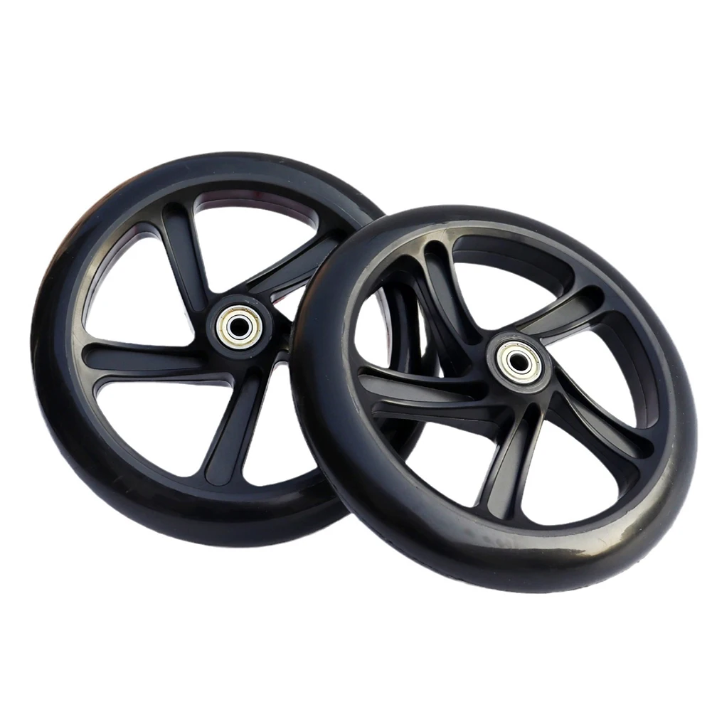 2Pcs PU Wheel Scooter Shopping Cart Silent Wheels Electric Skateboard Wheel PU Wear-resistant Shopping Wheel