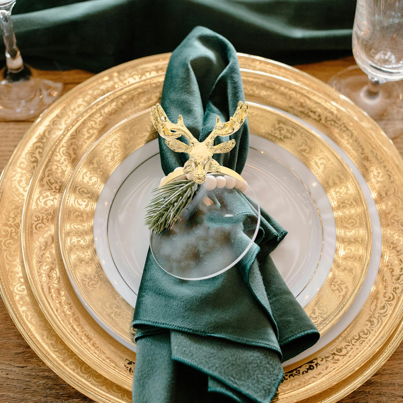 

1pcs Christmas Napkin Rings Deer Serviette Buckles Festive Table Decor Holiday Wedding Birthday Antler Design Metal Napkin