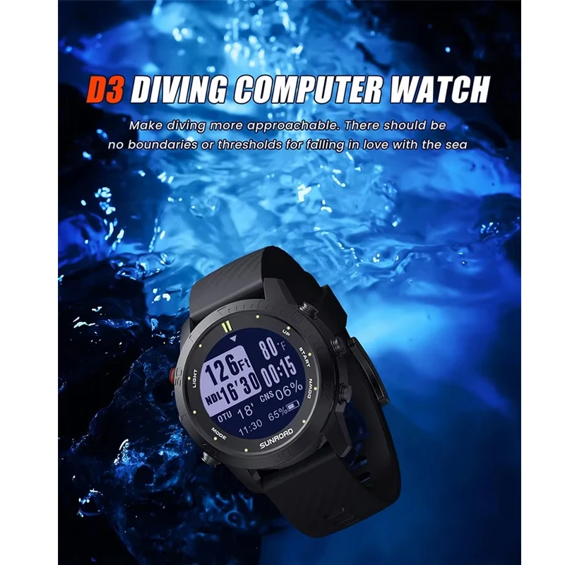 SUNROAD Diving Computer Sports Watch Diving 100 Meters Men's Waterproof Free Diving Lung Bluetooth Watch