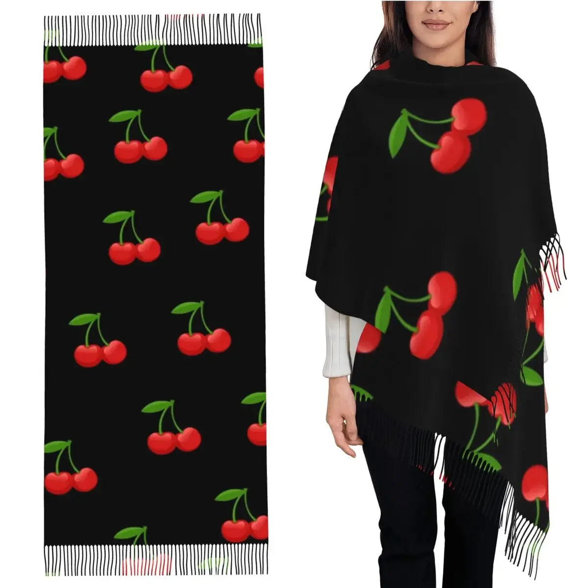 

Вишневый шарф, шарфы с кисточками, женские мягкие теплые шали и накидки, длинная осенне-зимняя шаль