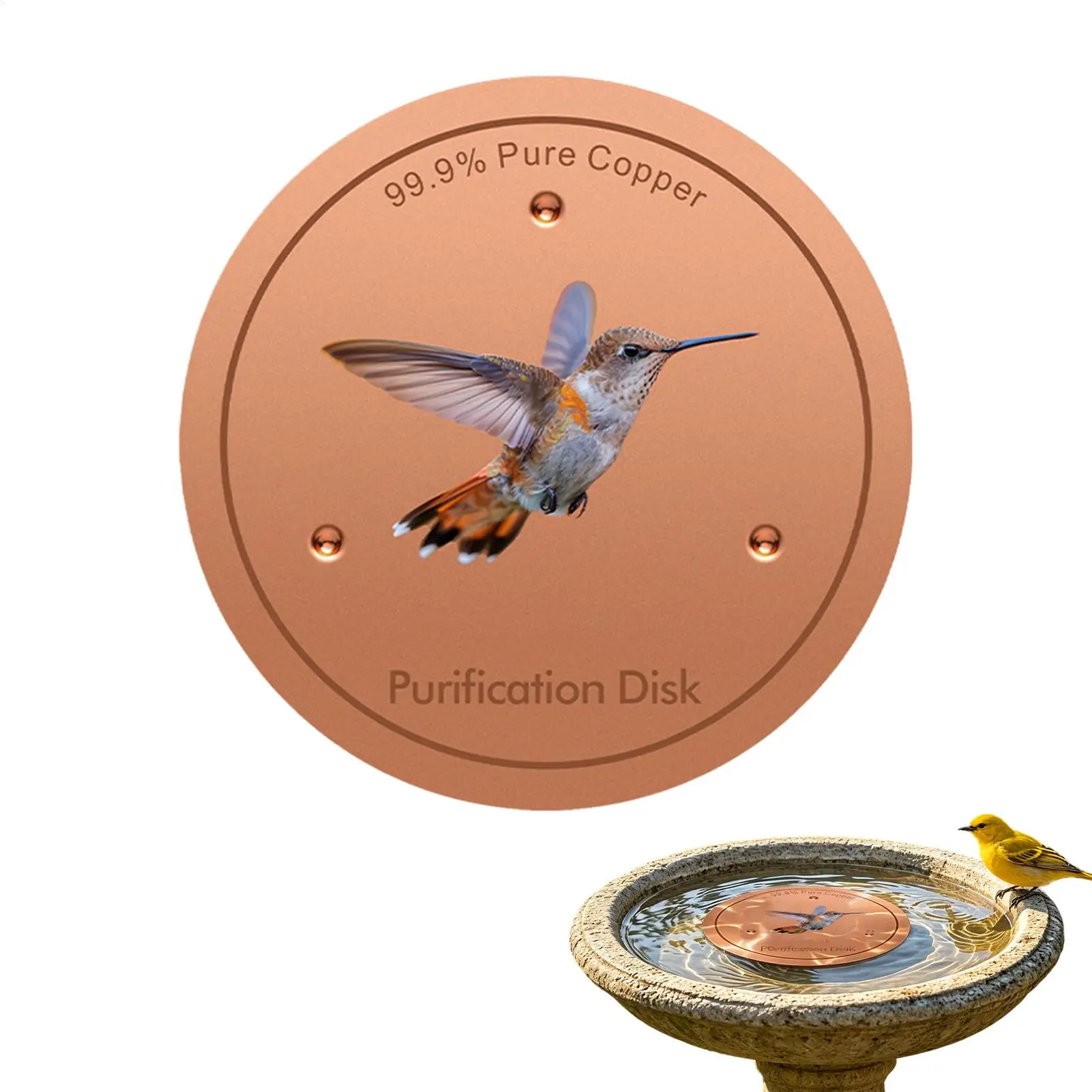 Metal Birds Bath Tray Copper Bird Bath Disk Outdoor Feeder Cleaning Accessories Triple-Point Support Purifier Disc Water Bowl