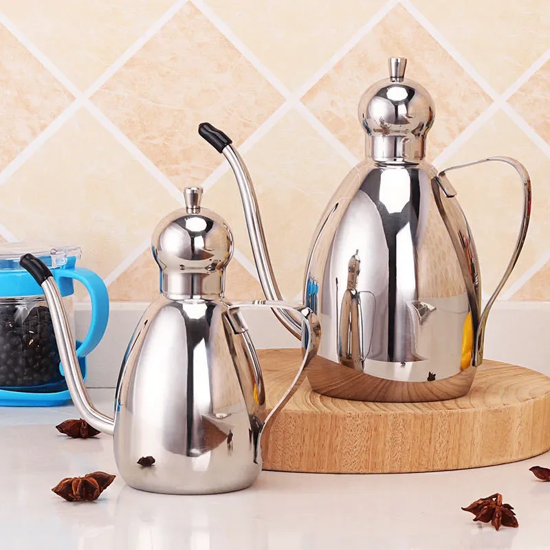 for 304 Stainless Steel Oil Pot Leak Proof Long Mouth Oil Bottle Household Vinegar Pot Large Capacity Oil Tank Soy Sauce Pot