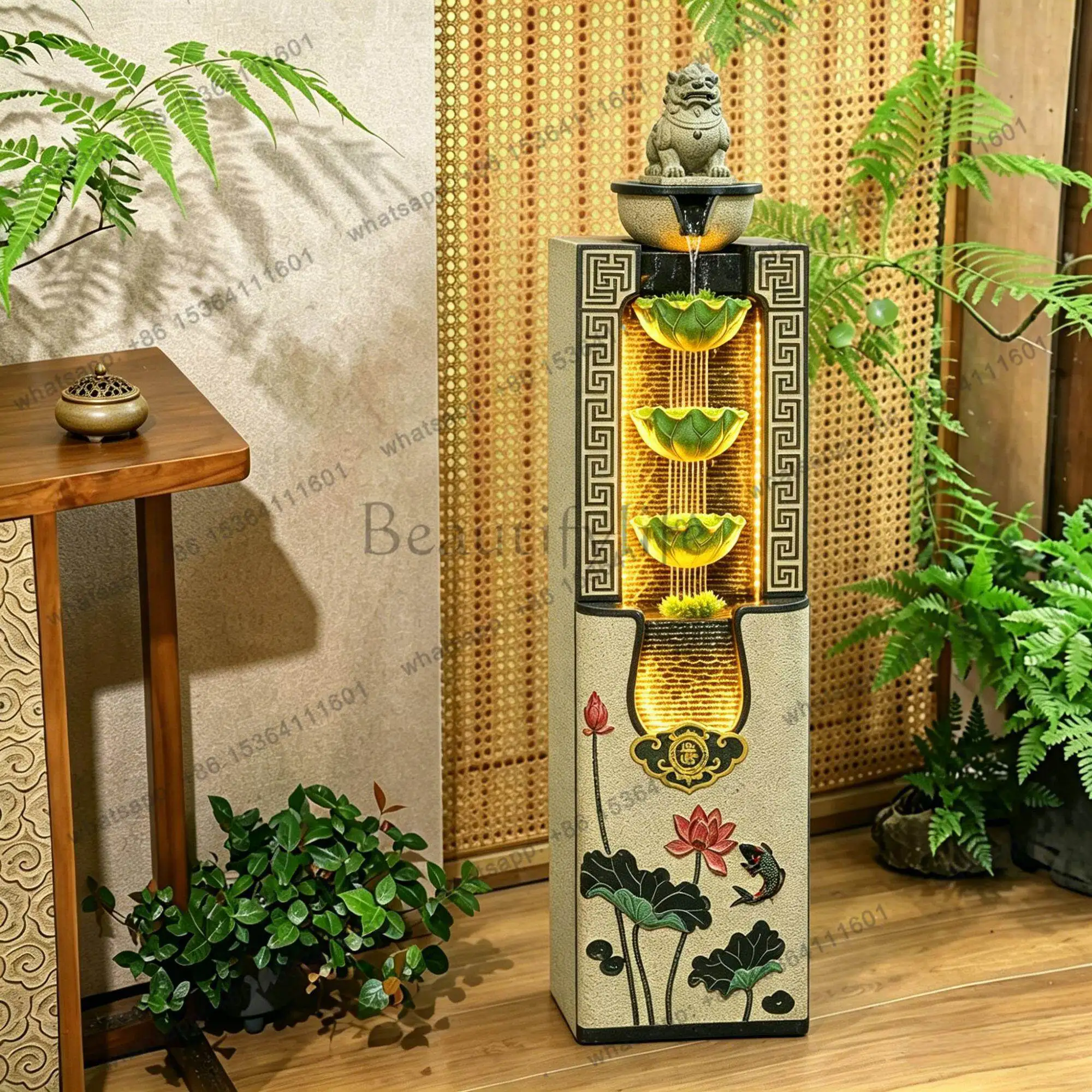 Generating wealth, flowing water ornament, circulating water, Zen charm decoration, floor-to-ceiling fountain landscape