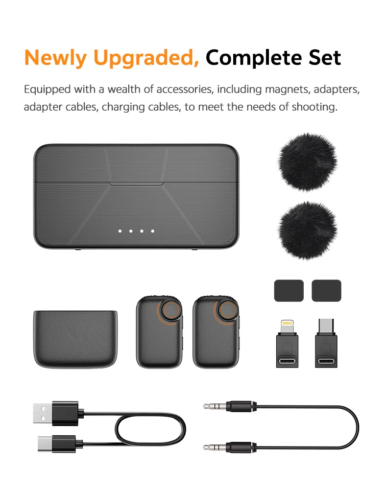 

S20 Wireless Lavalier Microphone for iPhone Lightning Type-C Noise Cancellation 18H Battery for Vlog Interview Live Streaming