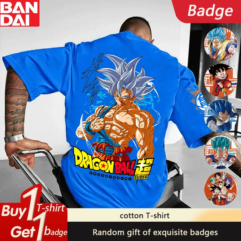 Dragon Ball Animation Peripheral GOKU Letnia koszulka z krótkim rękawem 2025 Klasyczna luźna męska i damska bawełniana koszulka