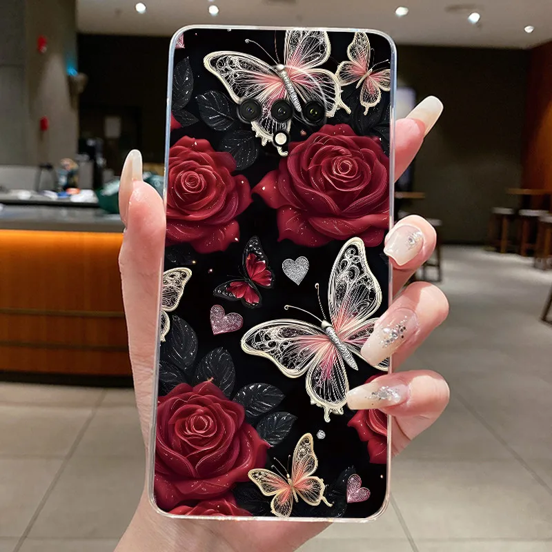 For OnePlus 7T Case Luxury Fashion Butterfly Flower Phone Cover Clear Soft TPU Silicone Jelly Casing For One Plus 7T 1+7T Bumper view 6