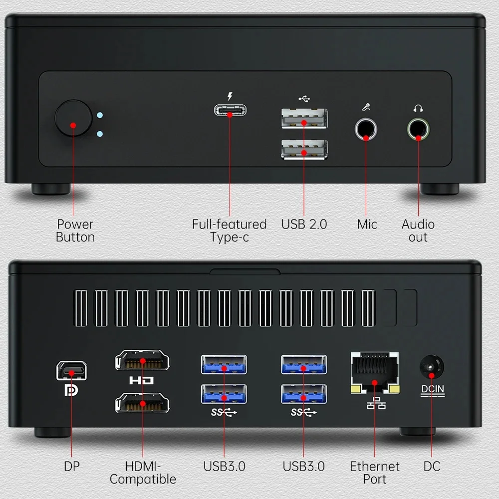 Computador PC Mini Gaming, Windows 11, 11th Gen, i5 1135G7, i7 1165G7, Thunderbolt 4, 2 x DDR4, NVMe SSD, 2 x HDMI2.0 DP