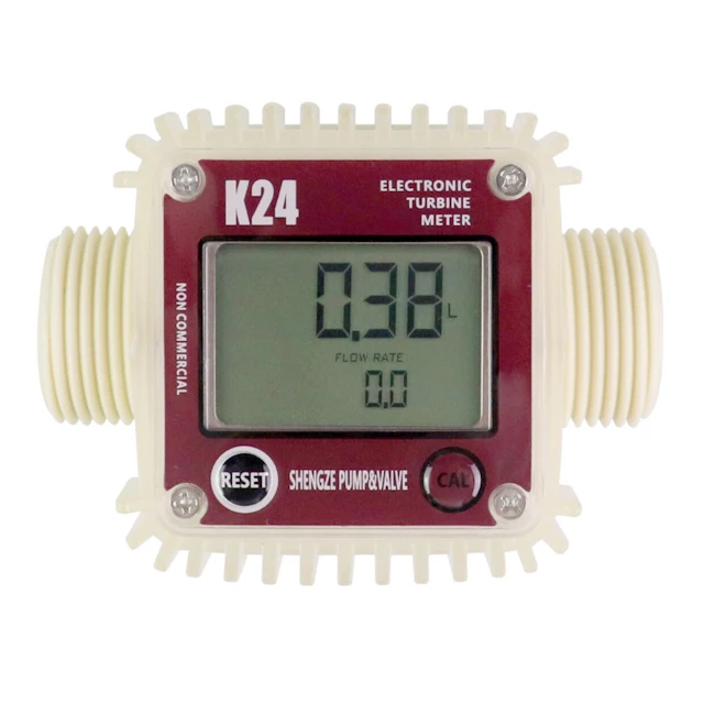 K24 Digital Turbine Flow Meter Fuel Flow Meter Gauge Liquid Water Flow Measure Tools Tester