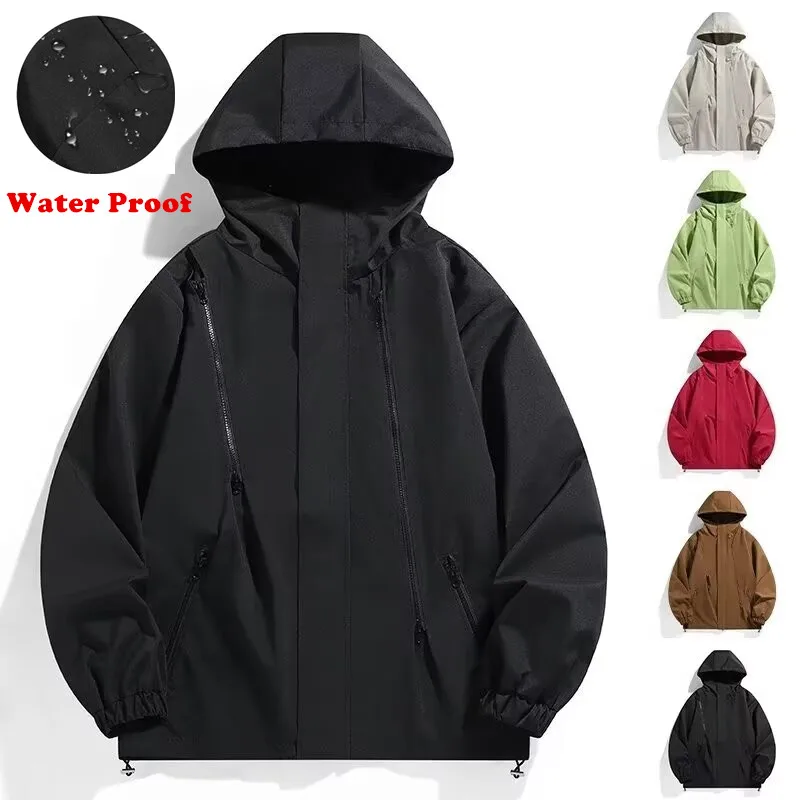 Y2k Chaqueta Autumn New Mens Solid Color Bomber Jackets Outwear Men Hooded Waterproof Zip Up Jacket Coat Clothes Blouson Homme