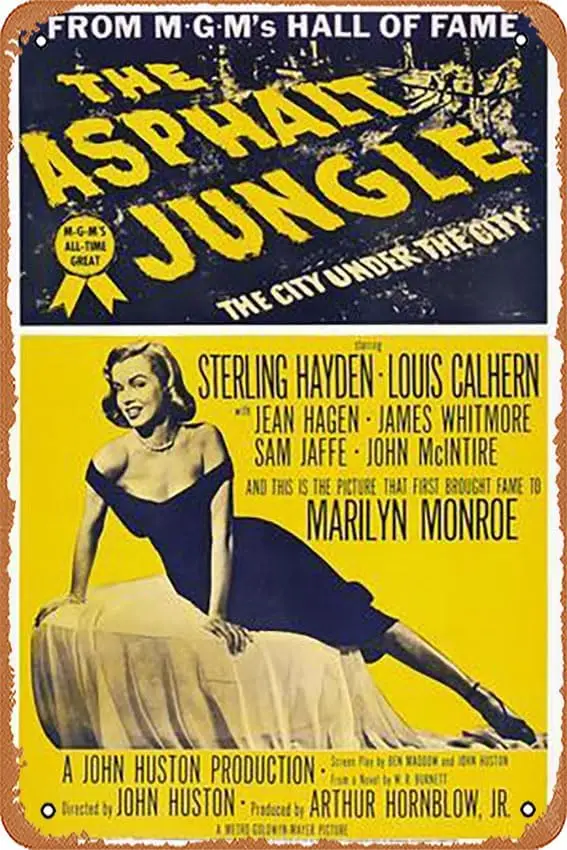 Metall-Blechschild Inch - The Asphalt Jungle, 1950 - Poster Metallplakette für Café, Bar, Heimwanddekoration