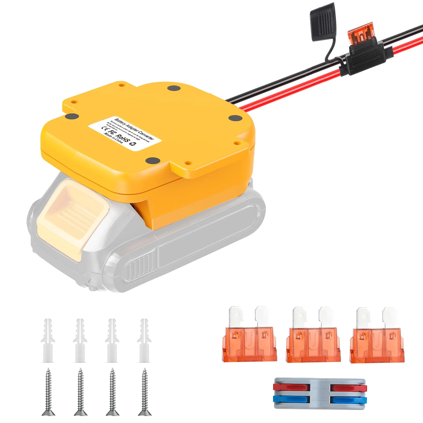 for Power Wheel Adapter Compatible with Dewalt 18V/20V Battery (Tool Only) Dock Battery Adapter with 40Amp Fuse, USB & Type C