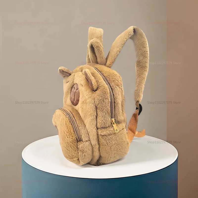 카피바라 플러시 백팩 귀여운 털 인형 숄더백 어린이 소녀 미니 배낭 선물 귀여운 동물 백팩 어린이 및 청소년용